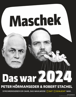 Maschek - Das war 2024, Foto: (c)ORF/Roman Zach-Kiesling, Grafik: dsl-fonts.com